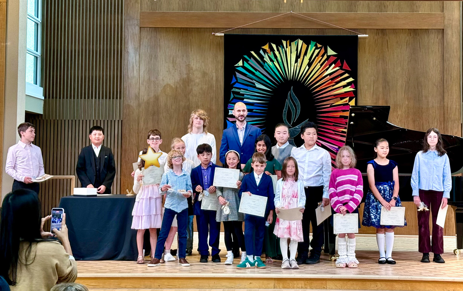 Piano Chamber Academy students group photo with the teacher Dr. Dmitri Kristalinsky